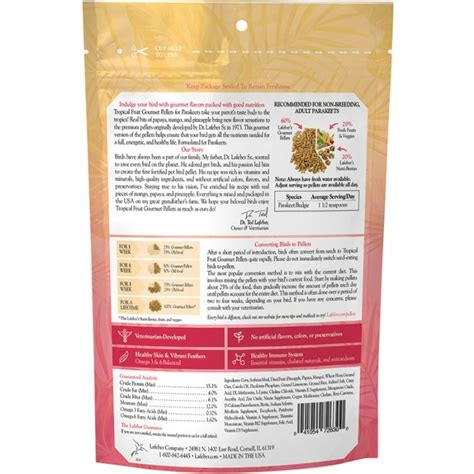 Case Of 12 Parakeet Tropical Fruit Gourmet Pellets 1 25 Lb 567 G