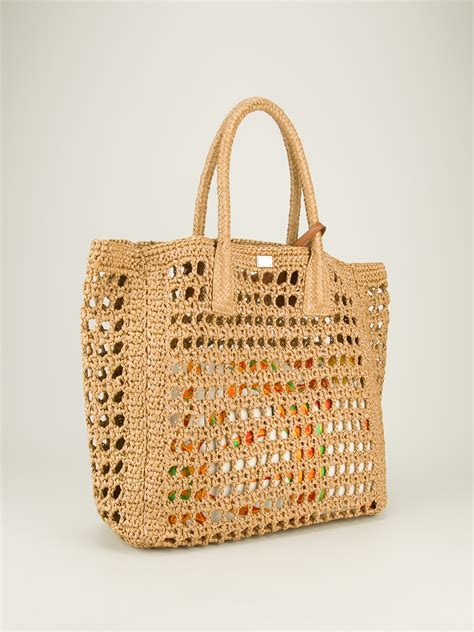 Dolce And Gabbana Woven Raffia Tote In Natural Lyst