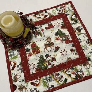 Christmas Quilted Table Topper Snowman Quilted Table Runner Reindeer