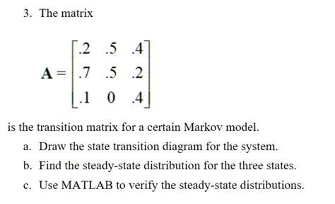 Solved The Matrix A Is The Transition