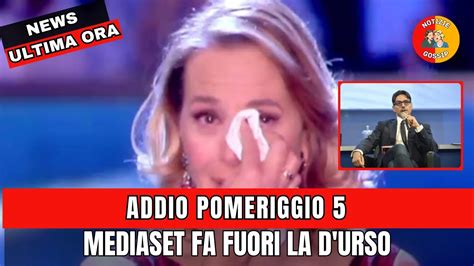 CLAMOROSO BARBARA D URSO FUORI DA POMERIGGIO 5 ANNUNCIO MEDIASET YouTube