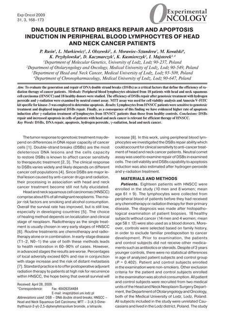 PDF DNA Double Strand Breaks Repair And Apoptosis Induction In