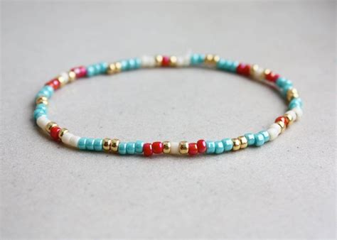 Armband Turquoise Rood Beige Goud Boho Armbanden Kralenarmband