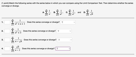 Solved Point Match The Following Series With The Series Chegg