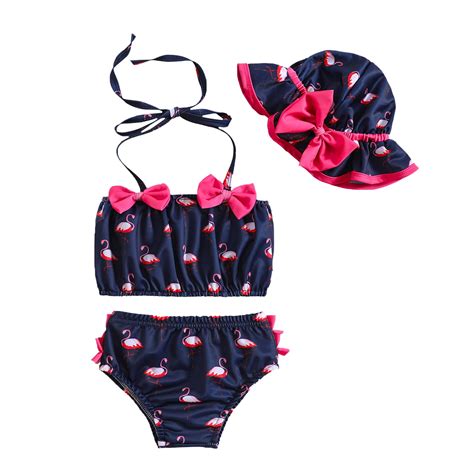 Baby Girls Three Piece Swimsuits Summer Halter Bikini Set Beachwear