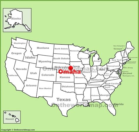 Omaha location on the U.S. Map - Ontheworldmap.com