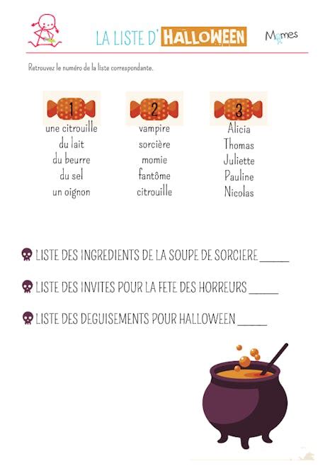 Exercice La Liste Dhalloween