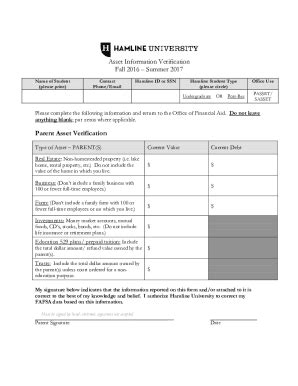 Fillable Online Hamline Student Type Fax Email Print Pdffiller