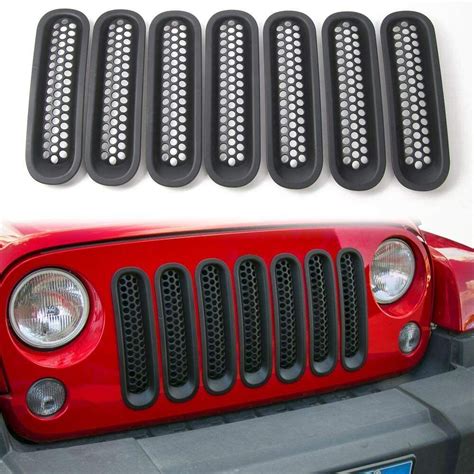 7pcs Set Clip On Grille Front Mesh Grille Inserts For Jeep Wrangler 1995 2017 Ebay