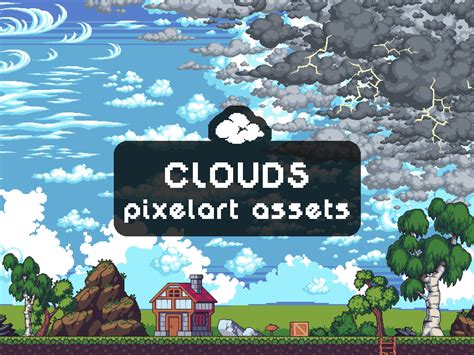 Free Clouds Pixel Art Asset Pack by 2D Game Assets on Dribbble