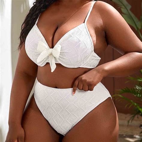 Busydd Plus Size Swimsuit For Women Summer Sexy White Bikini