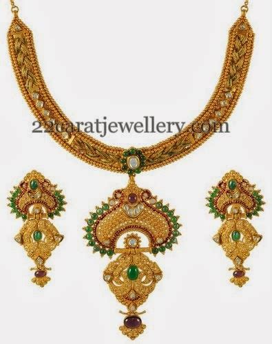 Meena Jewellers Stones Gold Necklace - Jewellery Designs