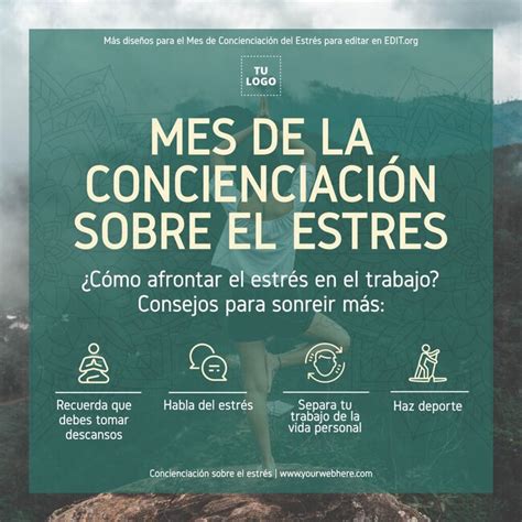 Carteles del Mes de Concienciación sobre el Estrés editables