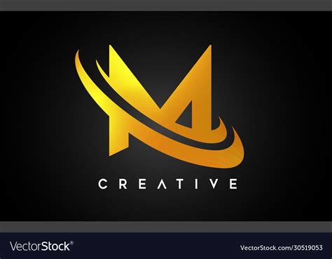 Golden Letter M Logo M Letter Design With Golden Vector Image