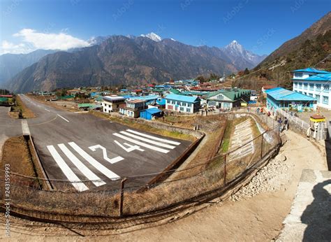 Lukla Village And Lukla Airport Khumbu Valley Nepal Stock Photo