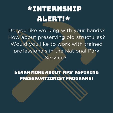 Internship Alert Join Nps Aspiring Preservationist Programs The