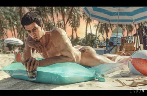 Rule 34 1boy 3d Beach Black Hair Brown Eyes Buttocks Eruda Rgg Island Kiryu Kazuma Light