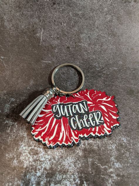 Cheer Keychain Pom Pom Keychain Personalized Cheer Keychain Etsy