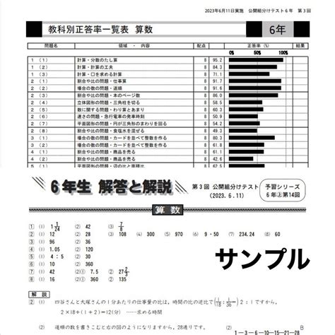 四谷大塚 6年生 2024／23年 組分けテスト 1回〜3回 2年分過去問セット メルカリ