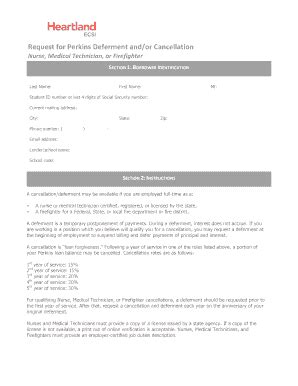 Fillable Online Ecsi Request For Perkins Deferment And Or Cancellation