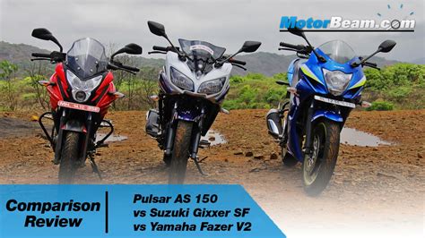 Pulsar As Vs Suzuki Gixxer Sf Vs Yamaha Fazer V Comparison