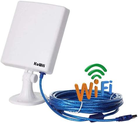 KuWFi Long Range Outdoor WiFi Network Adapter High Gain 14dBi Antenna