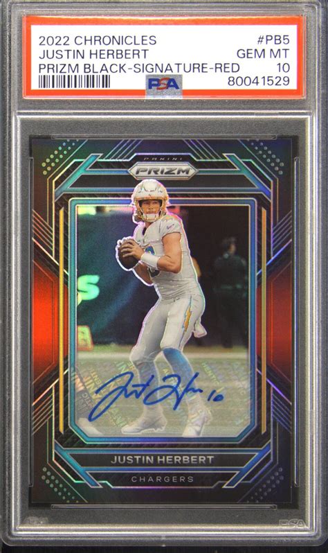 Justin Herbert Chronicles Pb Prizm Black Signatures Red