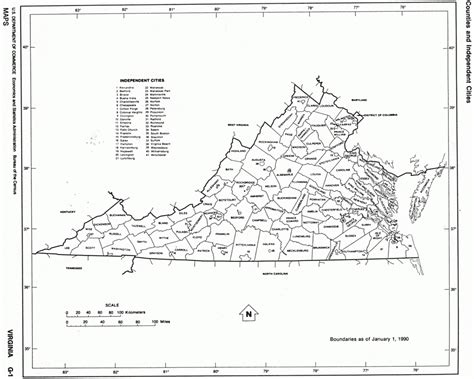 Virginia State Map With Counties Location And Outline Of Each County In ...