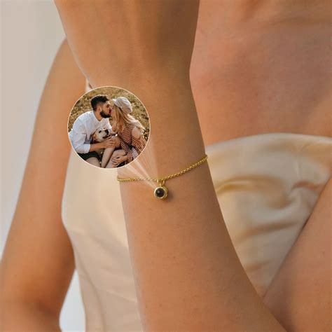 Custom Photo Projection Bracelet Circle Photo Bracelet Personalized