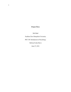 PSY 211 Module Two Milestone Template PSY 211 Module Two Milestone