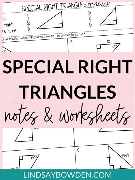 Special Right Triangles Guided Notes Worksheets High School