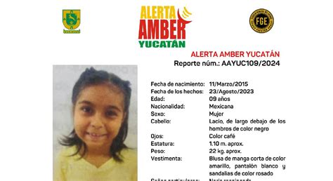 Alerta Amber en Yucatán Buscan a Alexandra Loaiza de 9 años de edad