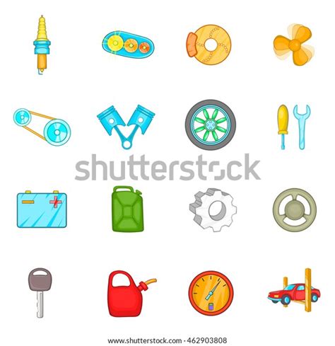 Auto Spare Parts Icons Set Cartoon Stock Vector Royalty Free