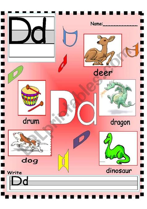 Letter Dd Ee Ff Vocabulary Poster And Writing Worksheet ESL