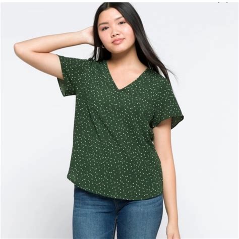 Hawthorn Tops Hawthorn Zari Flutter Sleeve Blouse Green Dot