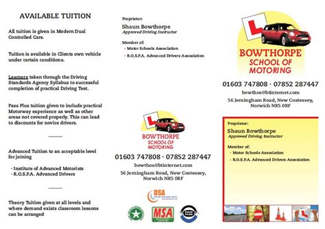 Tuitions Bowthorpe School Of Motoring