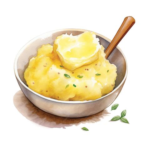 Premium Photo Watercolor Mashed Potatoes