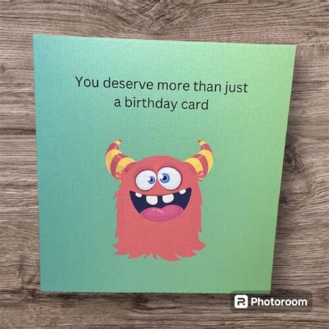 5 X 5 Inches Happy Birthday Greeting Card Humor Him Her Funny Cute Monster Ebay