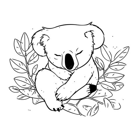 Premium Vector Cute Koala Sitting On The Branch With Leaves Vector