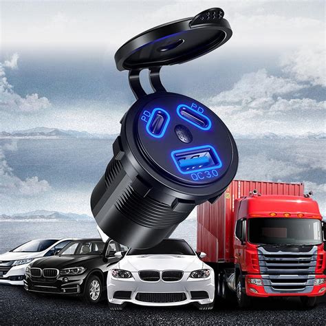 3 Port Car Charger Adapter With Qc3 0 Fast Charging And Pd Ports For Mobile Devices Universal Fit