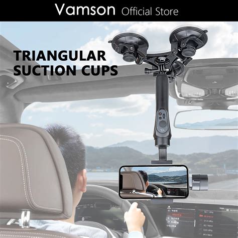 Vamson For Gopro Accessories Cm Adjustable Tri Angle Suction Cup Mount