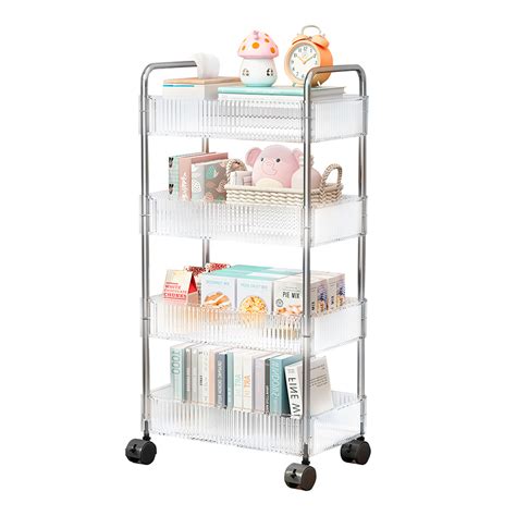 Ripley CARRITO ORGANIZADOR 4 NIVELES MODERNO TRANSPARENTE CON RUEDAS