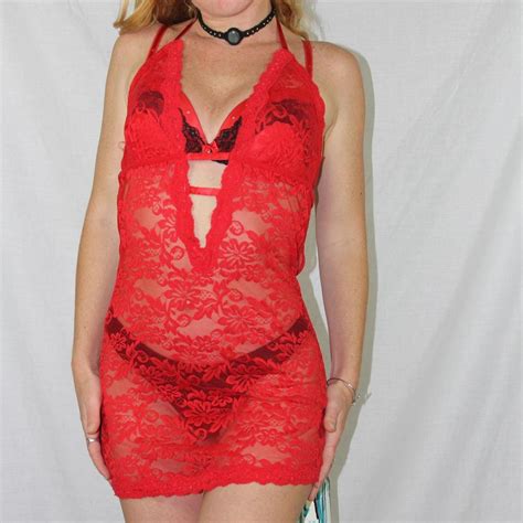 Red Floral Mesh Lingerie Seven Til Midnight Depop