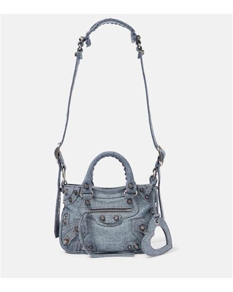 Balenciaga Neo Cagole Small Denim Tote Bag In Blue Lyst