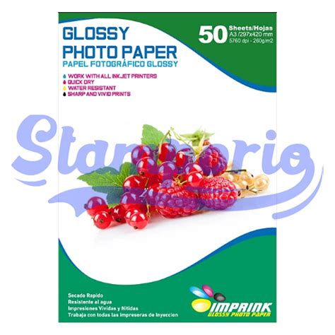 Papel fotográfico brillante A3 260g 50 hojas