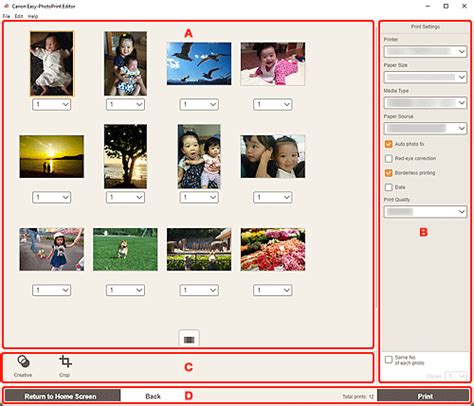 Canon Inkjet Manuals Easy PhotoPrint Editor Print Settings Screen