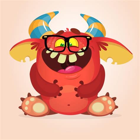 Lustige Cartoon Monster Vektorillustration Premium Vektor