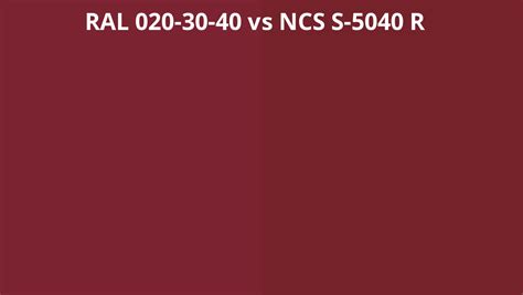 Ral 020 30 40 Vs Ncs S 5040 R Ral Colour Chart Uk