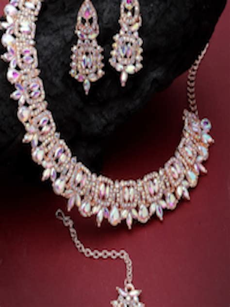 Buy Sukkhi Rose Gold Plated Stone Studded Necklace Jewellery Set