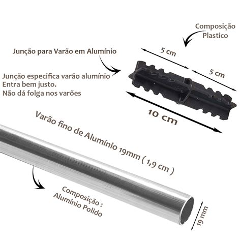 Kit Var O Duplo Para Cortina Metros Mm Suporte De Teto